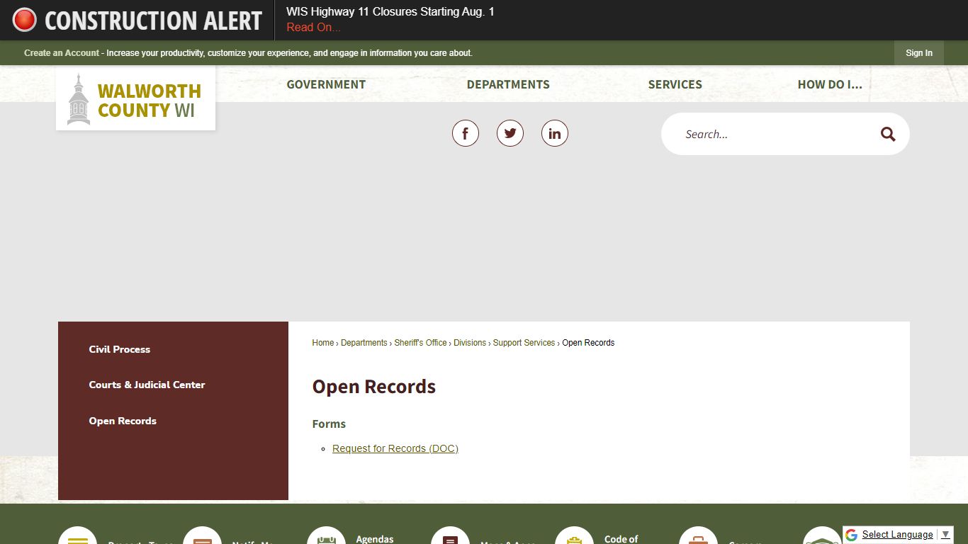 Open Records | Walworth County, WI